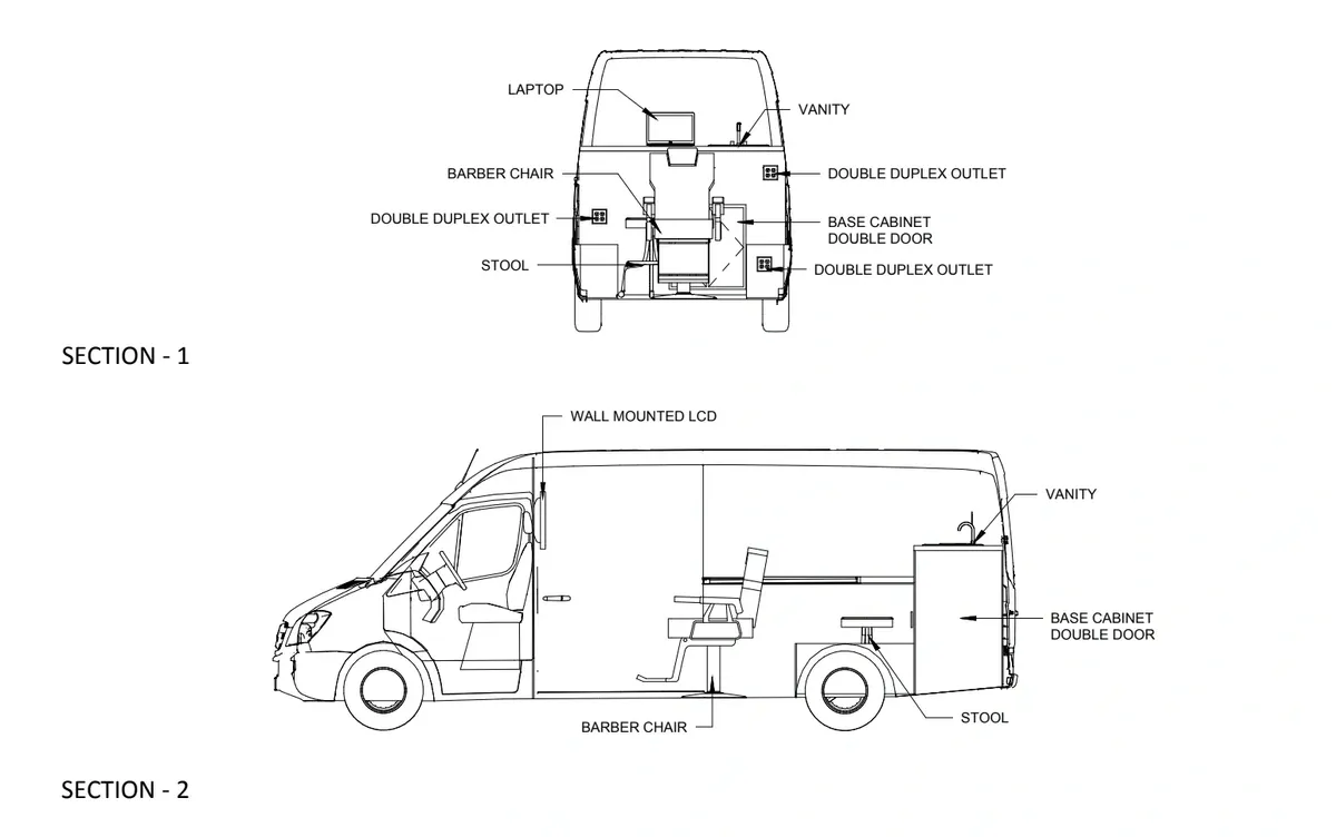 Mobile Barber Floor Plan [Side]